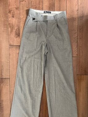 Zara Tailored High-Waist Trousers in Heather Gray